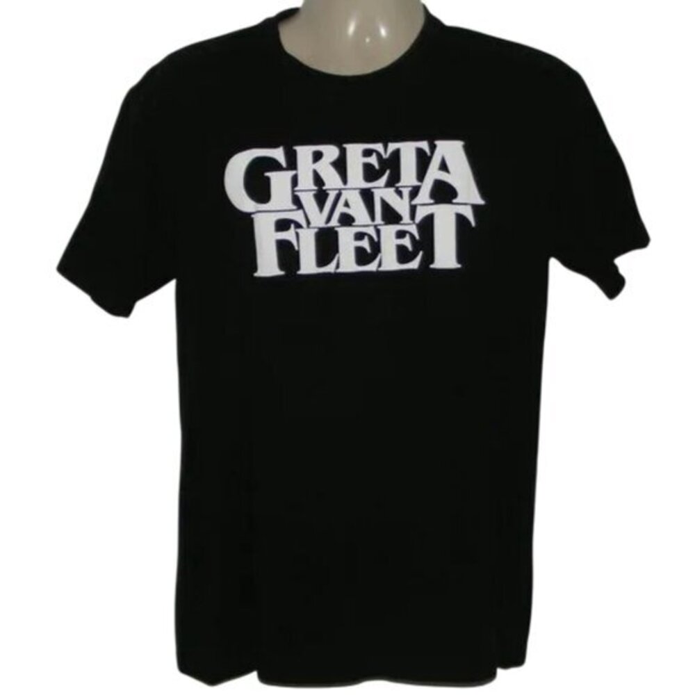 GRETA VAN FLEET Tshirt, L, Black, White logo, Cotton, Short sleeve, Text Print